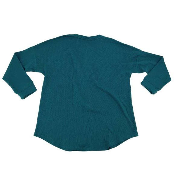 Dalia | Women's Long Sleeve Waffle Shirt | Teal | Size Large - Picture 2 of 2